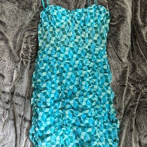 Blue Geometric Patterned Dress